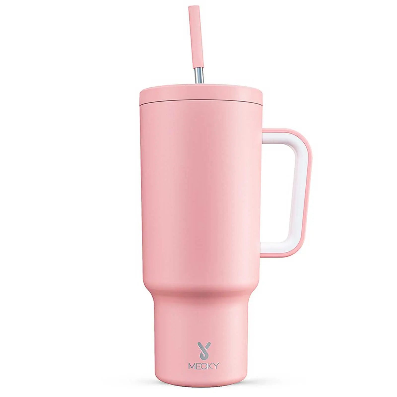 Portable travel tumbler with handle, straw, and lid for easy on-the-go use