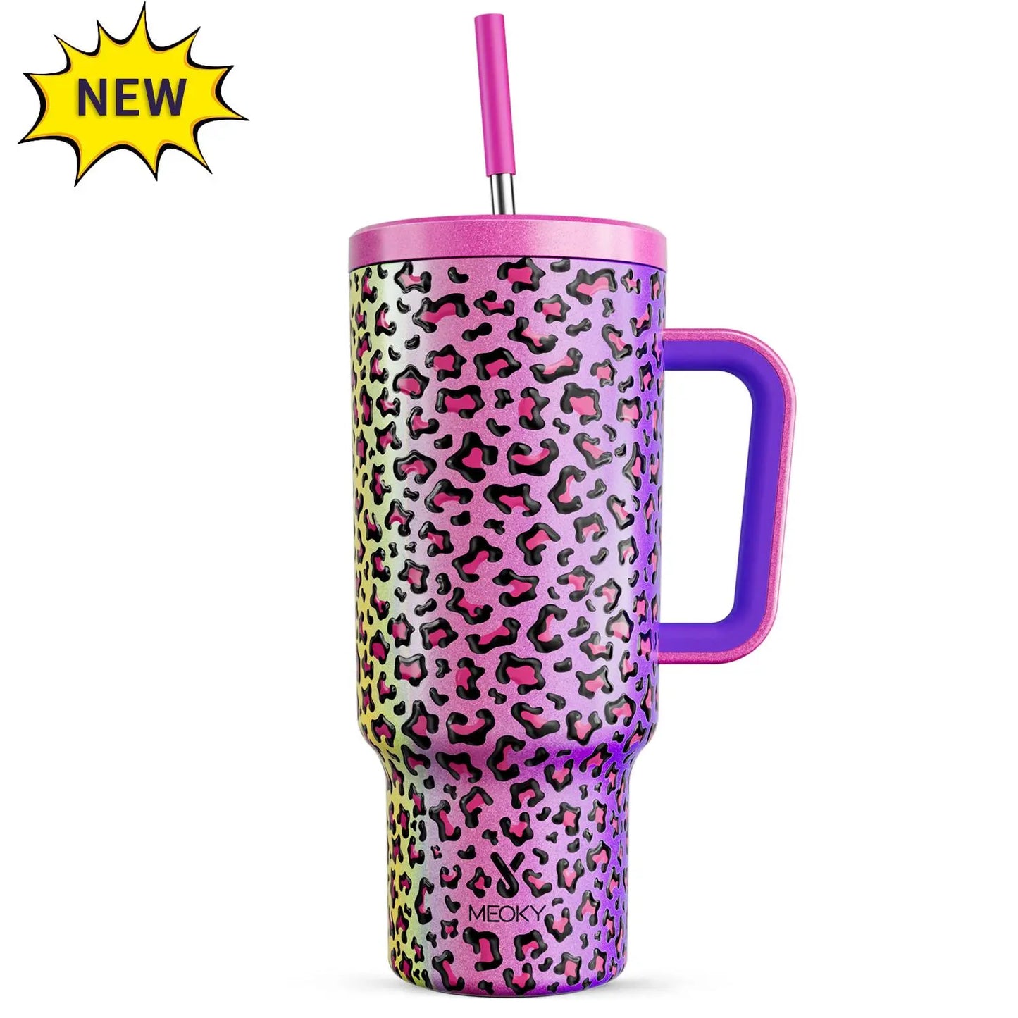 Portable travel tumbler with handle, straw, and lid for easy on-the-go use