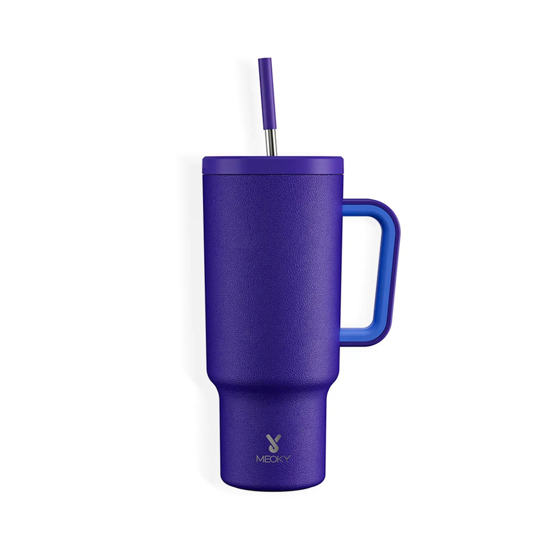 Portable travel tumbler with handle, straw, and lid for easy on-the-go use