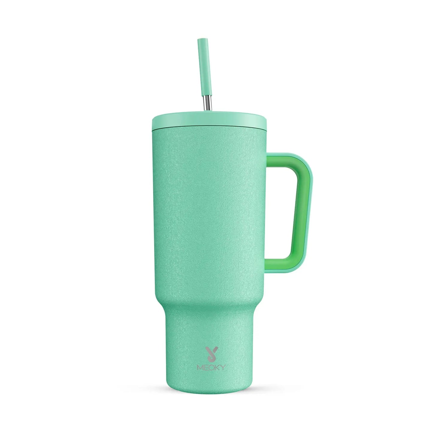 Portable travel tumbler with handle, straw, and lid for easy on-the-go use