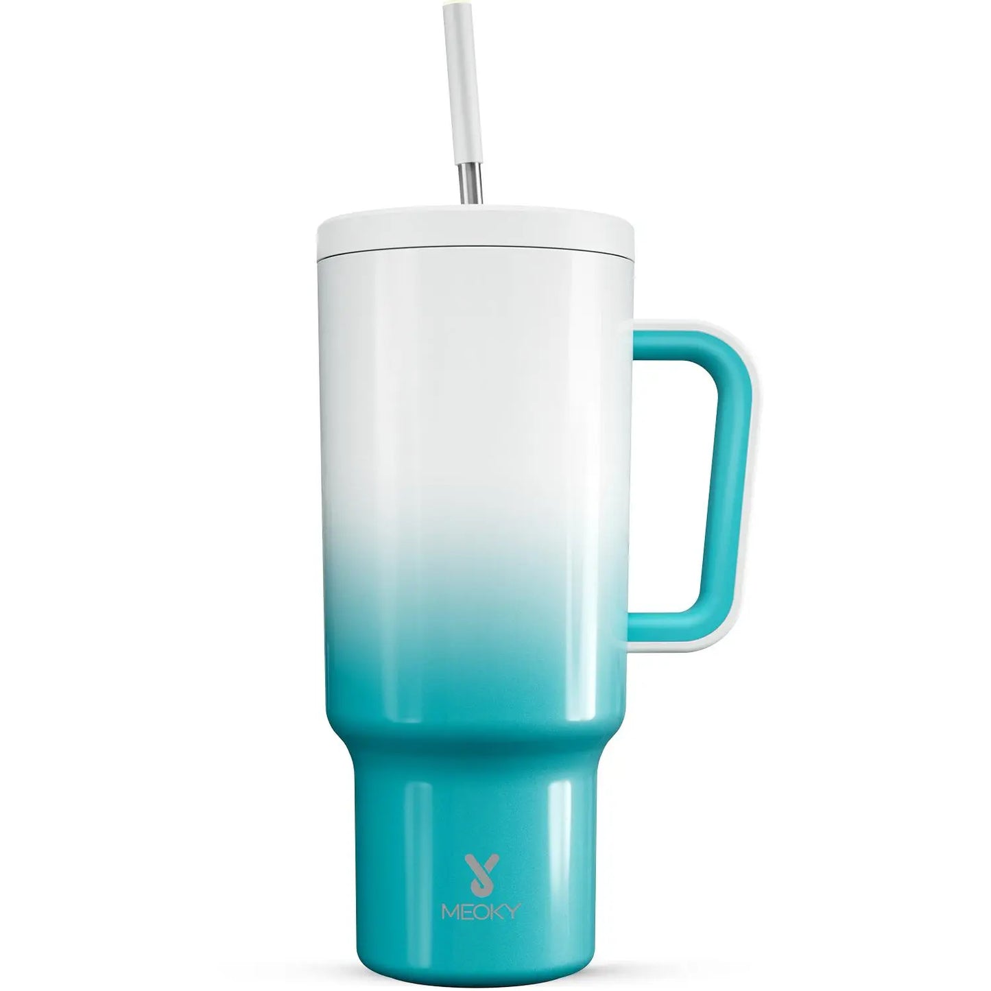 Portable travel tumbler with handle, straw, and lid for easy on-the-go use