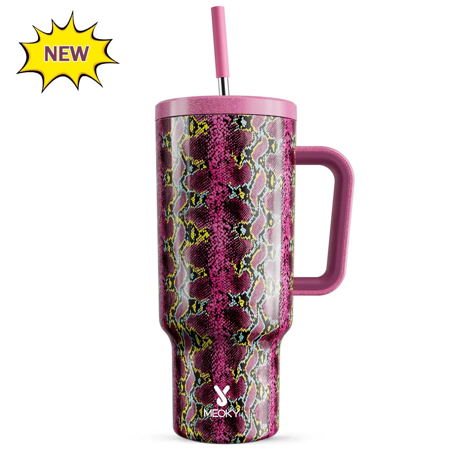 Portable travel tumbler with handle, straw, and lid for easy on-the-go use