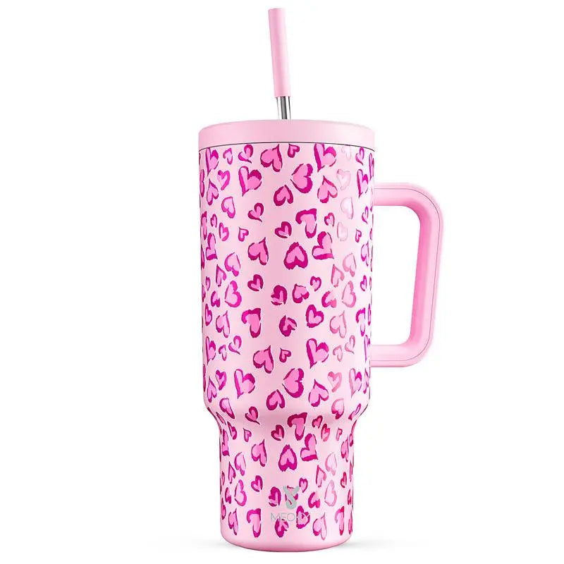 Portable travel tumbler with handle, straw, and lid for easy on-the-go use