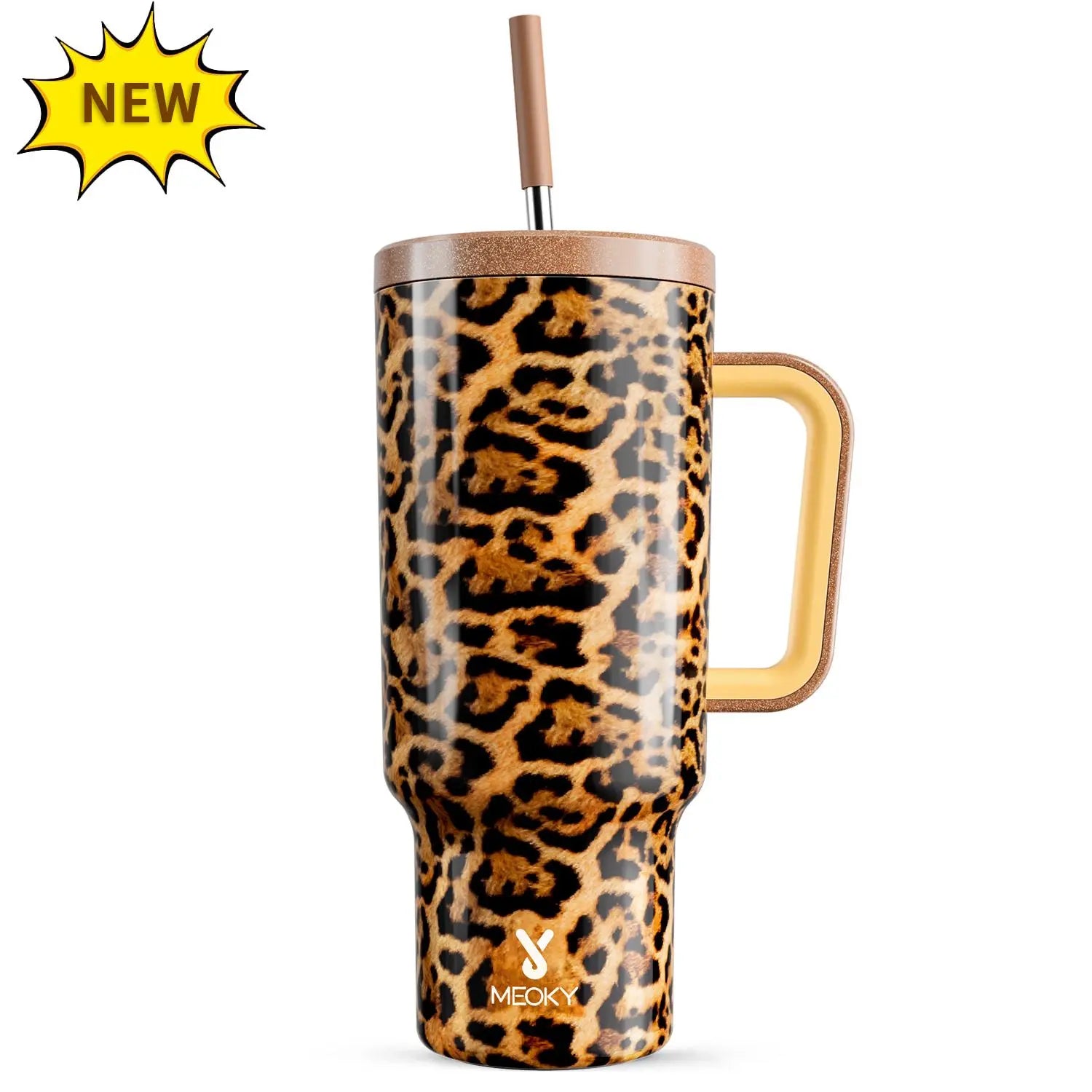 Portable travel tumbler with handle, straw, and lid for easy on-the-go use