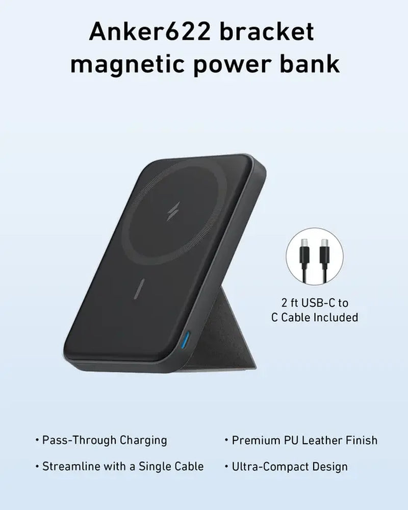 Anker 622 Magnetic Wireless Power Bank MagGo 5000mAh Foldable Design