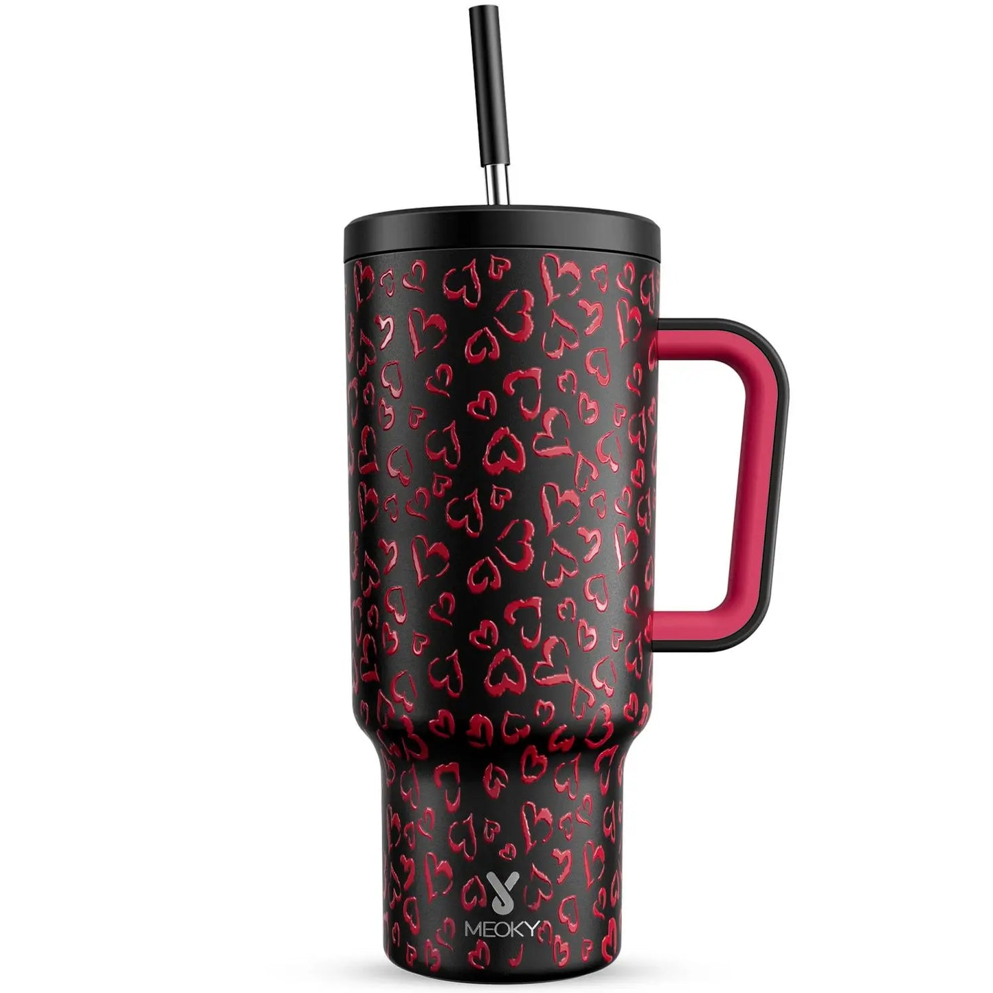 Portable travel tumbler with handle, straw, and lid for easy on-the-go use