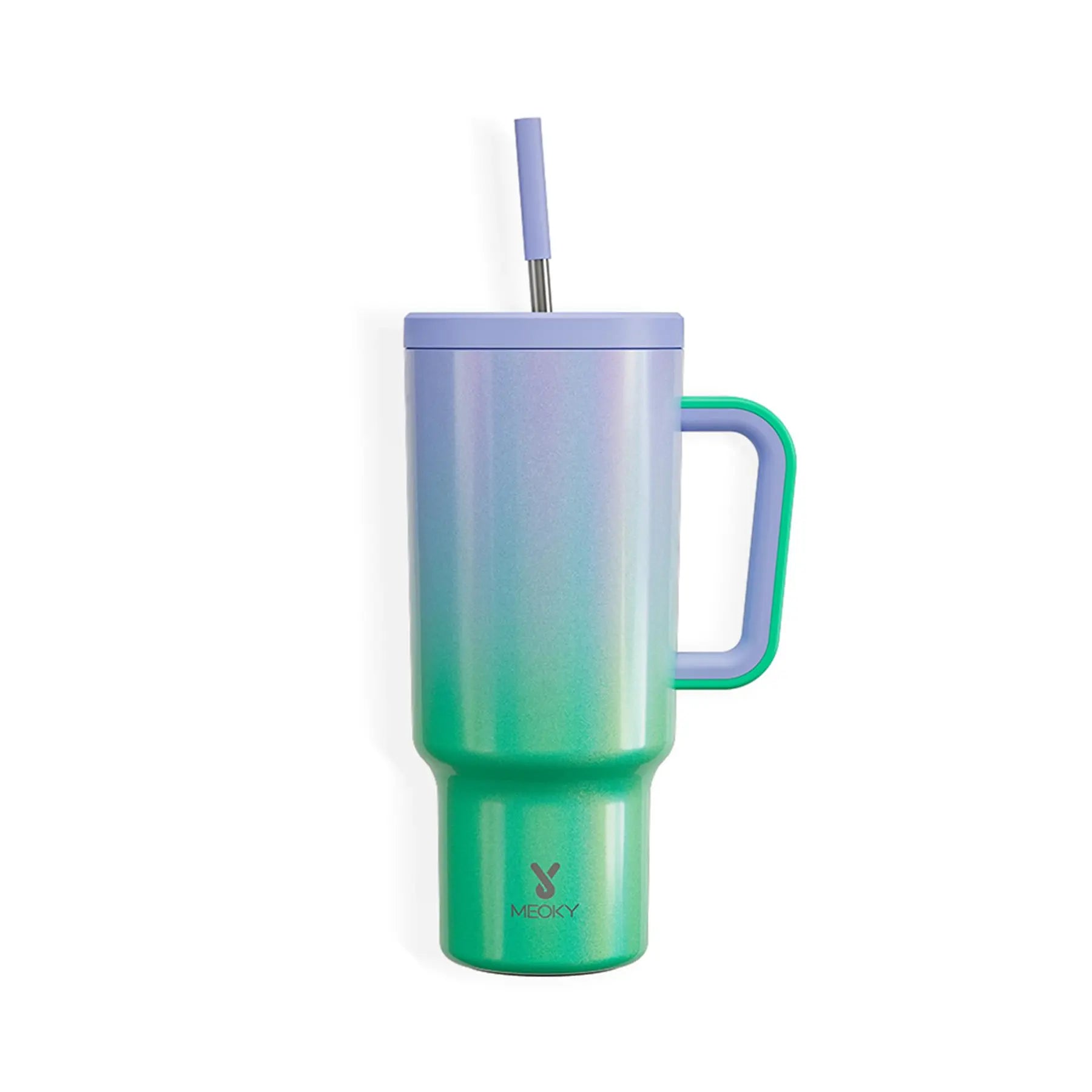 Portable travel tumbler with handle, straw, and lid for easy on-the-go use