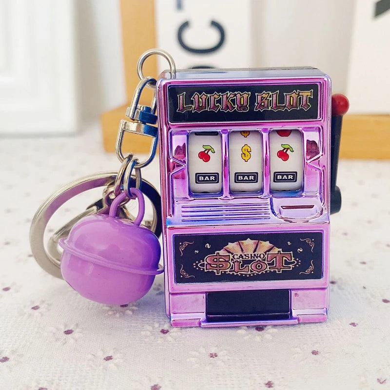 Mini Slot Machine Toy Keychain