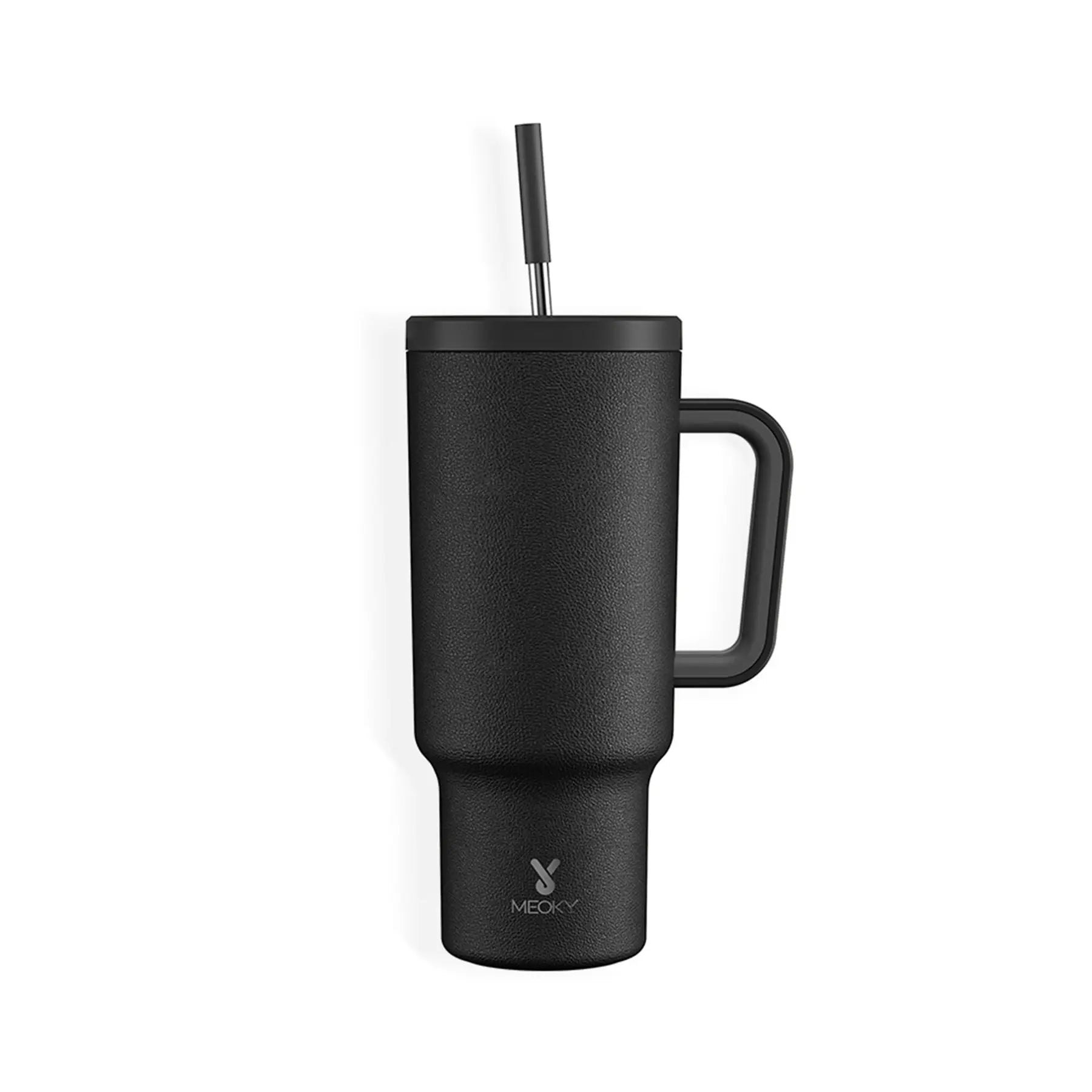 Portable travel tumbler with handle, straw, and lid for easy on-the-go use