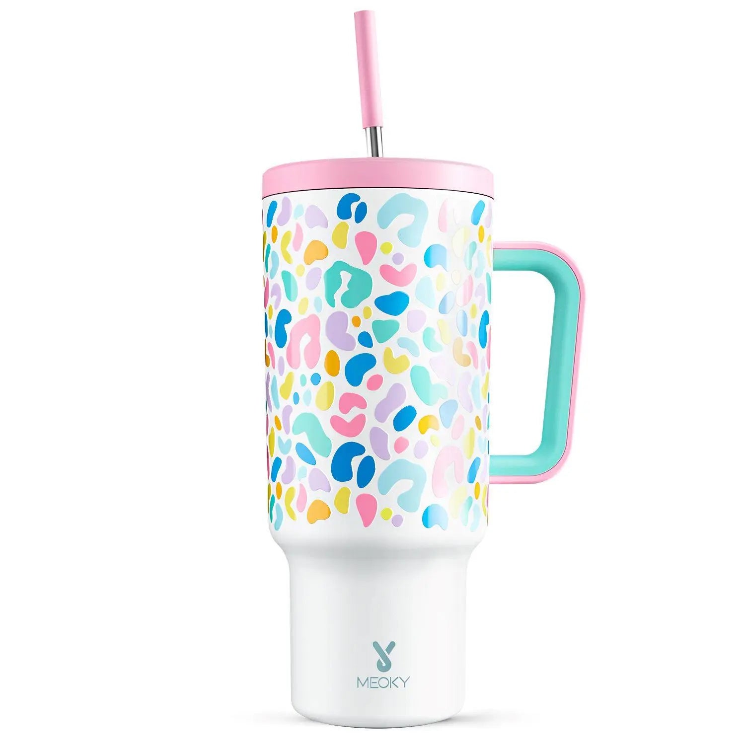 Portable travel tumbler with handle, straw, and lid for easy on-the-go use