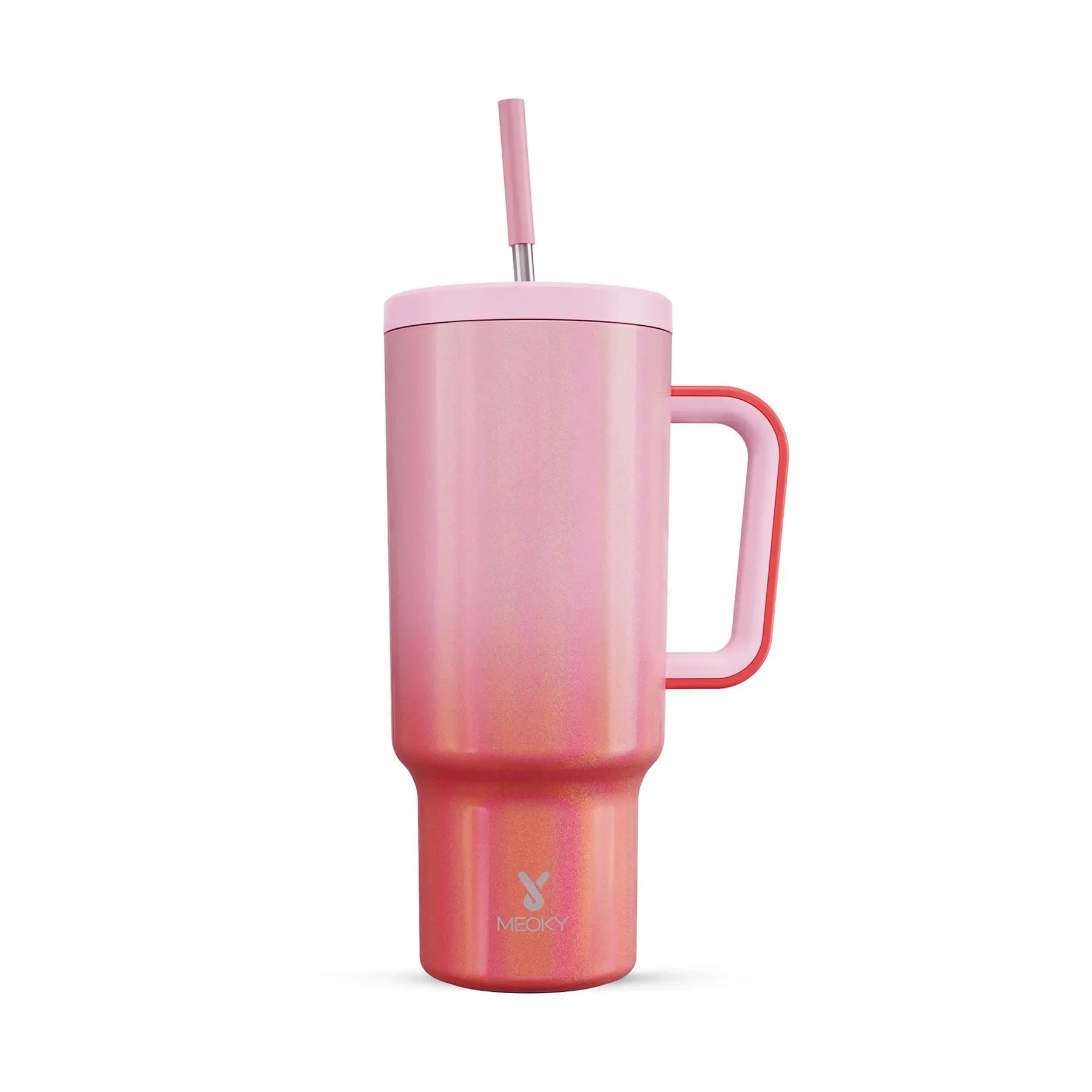 Portable travel tumbler with handle, straw, and lid for easy on-the-go use